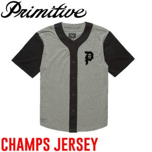 Primitive プリミティブ Champs Jersey メンズシャツ ベースボールシャツ 半袖 GreyHeather S-L｜54tide