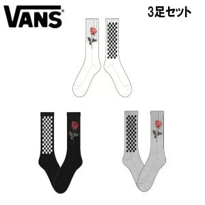 VANS バンズ レディース ハイソックス スケートボード 3足セット Checker & Rose 3Pack Socks 定番アイテム｜54tide
