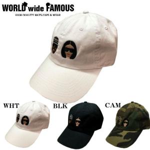 ワールドワイドフェイマス WORLD WIDE FAMOUS 2019春夏 KIMYE風 CAP レディース メンズ  帽子 キャップ 3カラー BLK WHT CAM ブラック ホワイト カモ｜54tide