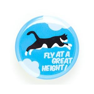 猫 おもしろ かわいい 缶バッチ FLY! - あおぞら ネコ ねこ 猫柄 雑貨 - メール便 - ...