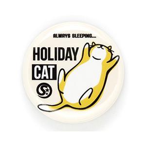 猫 おもしろ かわいい 缶バッチ HOLIDAY CAT ネコ ねこ 猫柄 雑貨 - メール便 - SCOPY スコーピー｜55scopy