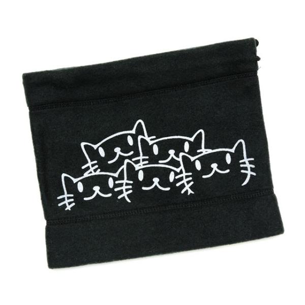 猫 おもしろ かわいい フリース ネックウォーマー NECODARAKE ブラック ネコ ねこ 猫柄...