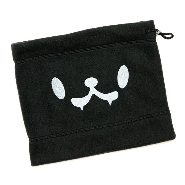 猫 おもしろ かわいい フリース ネックウォーマー CUTE FANG ブラック ネコ ねこ 猫柄 ...