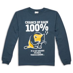 猫 おもしろ かわいい Tシャツ 長袖 ロンT メンズ レディース RAIN 100% - デニム ネコ ねこ 猫柄 雑貨 - メール便 - SCOPY スコーピー｜55scopy