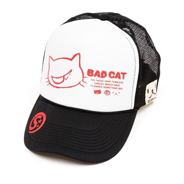 猫 おもしろ かわいい メッシュキャップ BAD CAT ブラック ネコ ねこ 猫柄 雑貨 キャップ...