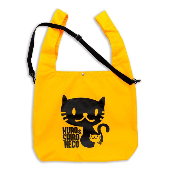 猫 マルシェバッグ しろ＆くろねこさん ( オレンジ ) ネコ ねこ 猫柄 雑貨 お買い物 エコバッ...