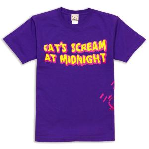 猫 おもしろ かわいい Tシャツ メンズ レディース 半袖 CAT'S SCREAM - パープル ネコ ねこ 猫柄 雑貨 - メール便 - SCOPY スコーピー｜55scopy