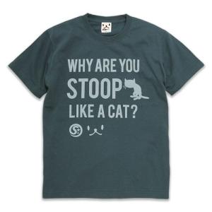 猫 おもしろ かわいい Tシャツ メンズ レディース 半袖 猫背 - スレート ネコ ねこ 猫柄 雑貨 - メール便 - SCOPY スコーピー｜55scopy