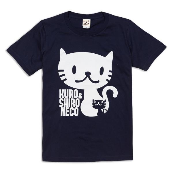 猫 Tシャツ 半袖 しろ＆くろねこさん ネイビー おもしろ ネコ ねこ 猫柄 雑貨 爆買 SCOPY...