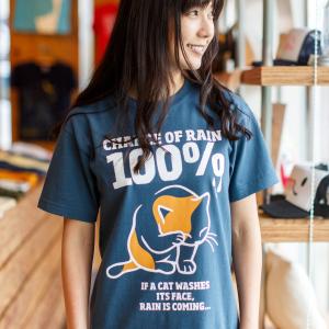 猫 おもしろ かわいい Tシャツ メンズ レディース 半袖 RAIN 100% - デニム ネコ ねこ 猫柄 雑貨 - メール便 - SCOPY スコーピー｜55scopy