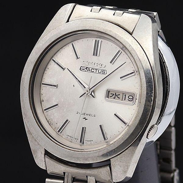 セイコー AT/自動巻 セイコー5 アクタス デイデイト ラウンド アンティーク シルバー文字盤 メ...