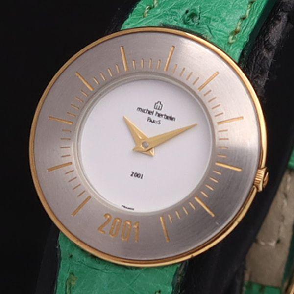 稼働 良品 ミッシェルエルブラン QZ 2001 ラウンド 白文字盤 レディース腕時計 YSD