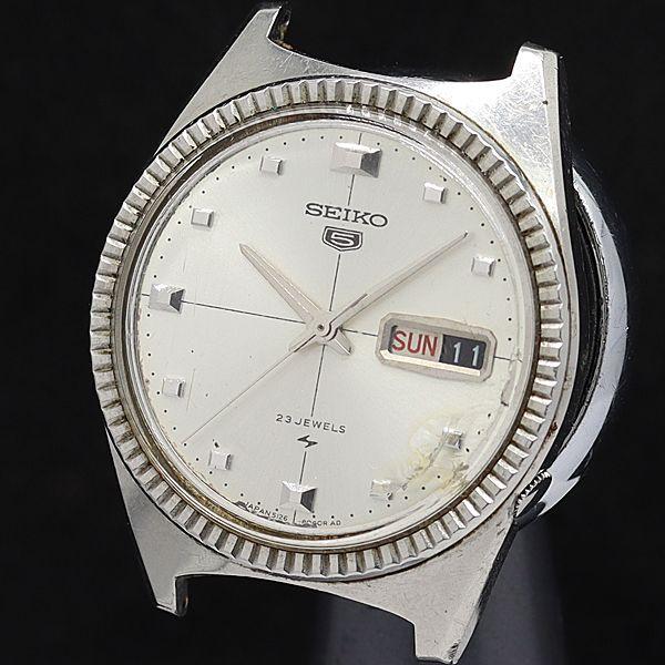 セイコー AT/自動巻 5126-8030 セイコー5 デイデイト 23石 ラウンド シルバー文字盤...