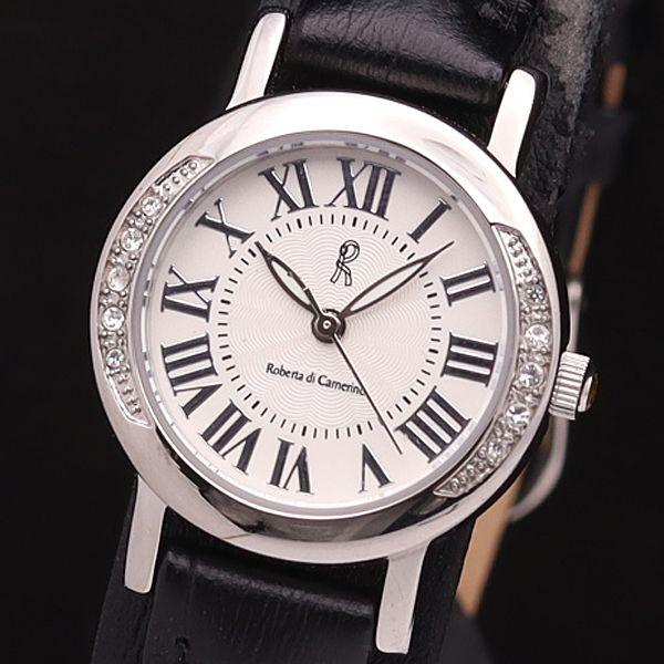 稼働 美品 ロベルタ ディ カメリーノ QZ RC7043-12 石付 ラウンド 白文字盤 レディー...
