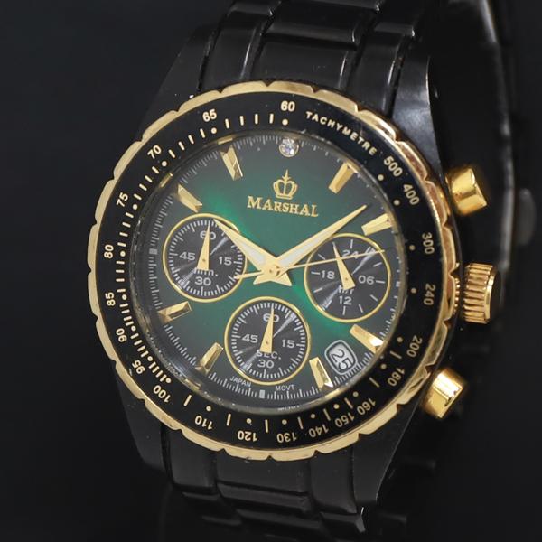 QZ マーシャル 石付 HL/3A 緑文字盤 クロノ デイト レディース腕時計 2000000 NS...