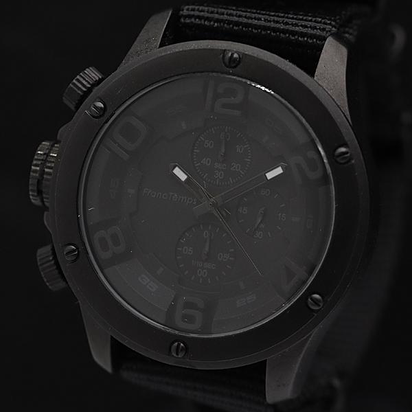箱付 フランテンプス  QZ ブラック文字盤 クロノグラフ カルヴァニ メンズ腕時計 2000000...