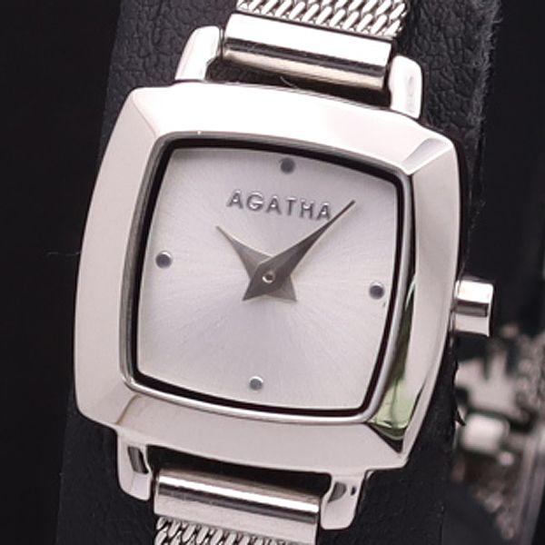 稼働 良品 アガタ QZ スクエア シルバー文字盤 レディース腕時計 XECT 2000000YSD