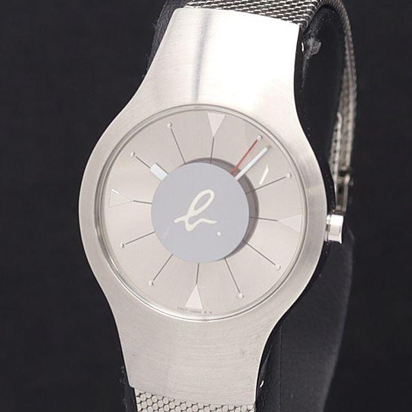 良品 アニエスベー QZ V507-0B80 シルバー文字盤 ラウンド メンズ腕時計 KNK