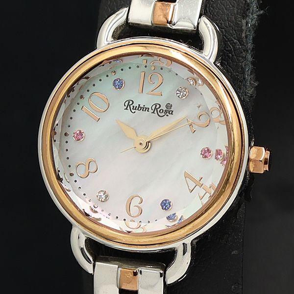 稼動 良品 ルビンローザ QZ 石付 ラウンド シェル文字盤 レディース腕時計 MTM 255000...