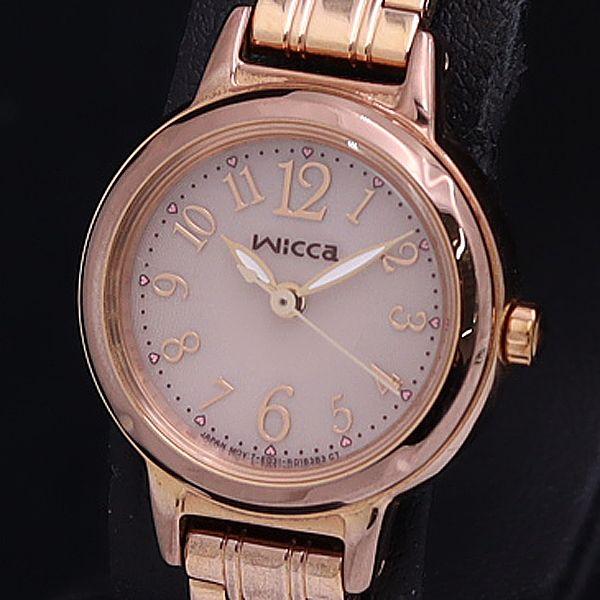 稼動 良品 ウィッカ QZ ラウンド ベージュ系文字盤 レディース腕時計 MTM 2000000