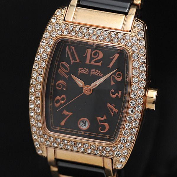 QZ 箱/コマ2付 フォリフォリ WF5R135BD 黒文字盤 デイト レディース腕時計 KRK 2...