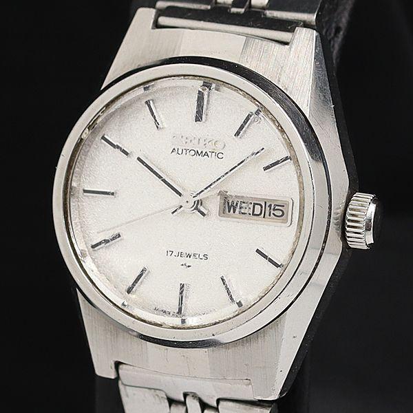 稼動 セイコー 17石 2206-0720 AT/自動巻 シルバー文字盤 デイデイト レディース腕時...