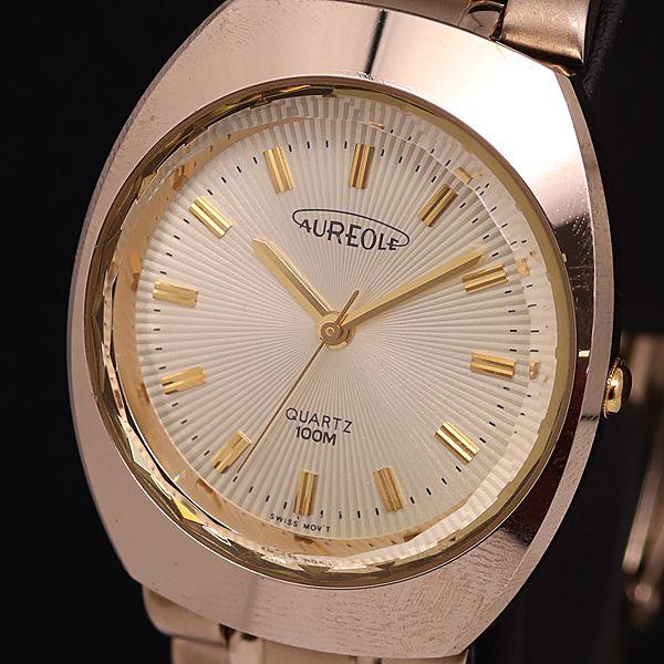 稼働 良品 オレオール 70SW-366M QZ シャンパン文字盤 カットガラス メンズ腕時計 OG...