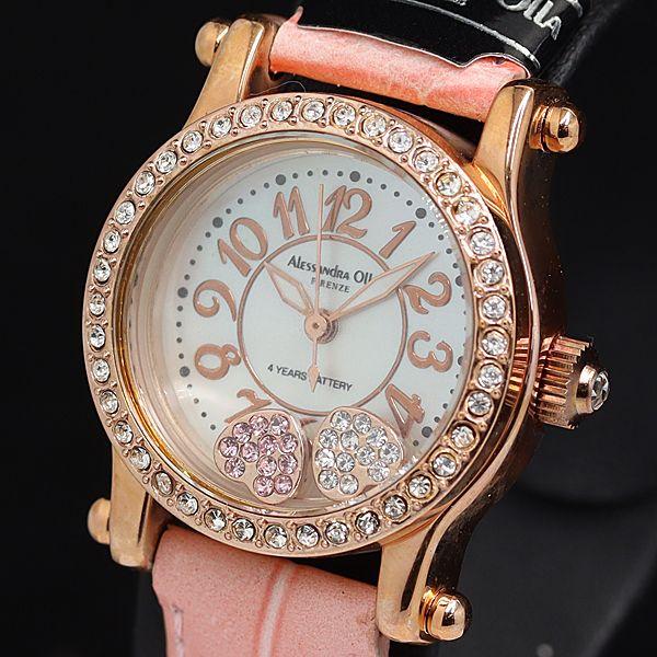 良品 アレサンドラオーラ AO-770-2 QZ 石付ベゼル シェル文字盤 レディース腕時計 KTR...