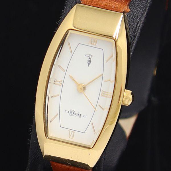美品 保/箱付 ダ トラサルディ TRD-0838 QZ 白文字盤 メンズ/レディース腕時計 SGN...