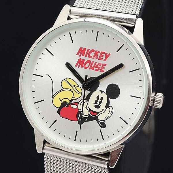 稼動 良品 スプリング QZ シルバー文字盤 ミッキーマウス ボーイズ/メンズ腕時計 OGI 200...