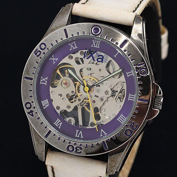 稼動 良品 手巻き イクサ DG734 裏スケ スケルトン文字盤 メンズ腕時計 OKZ 200000...