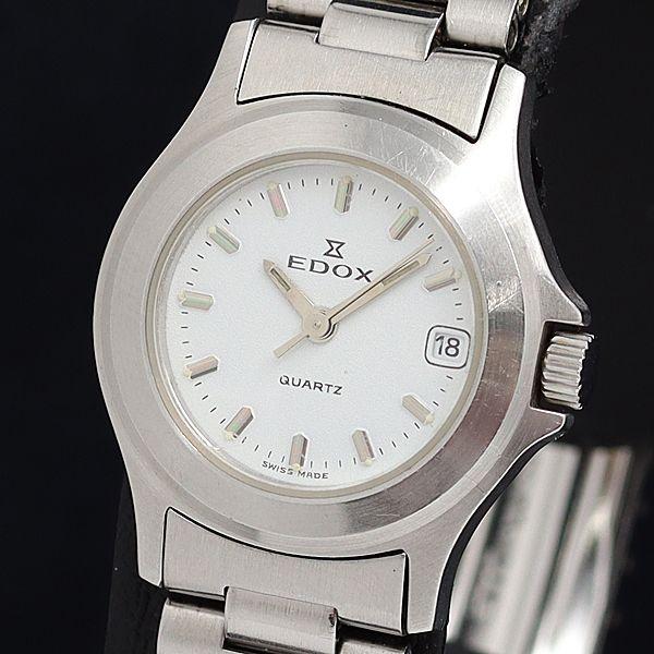 稼動 QZ エドックス デイト 白文字盤 レディース腕時計 OKZ 2000000