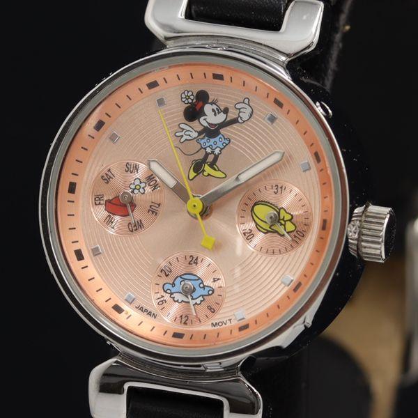 稼動 良品 ディズニー MC-920B-B-3E QZ ピンク文字盤 ミニーマウス レディース腕時計...