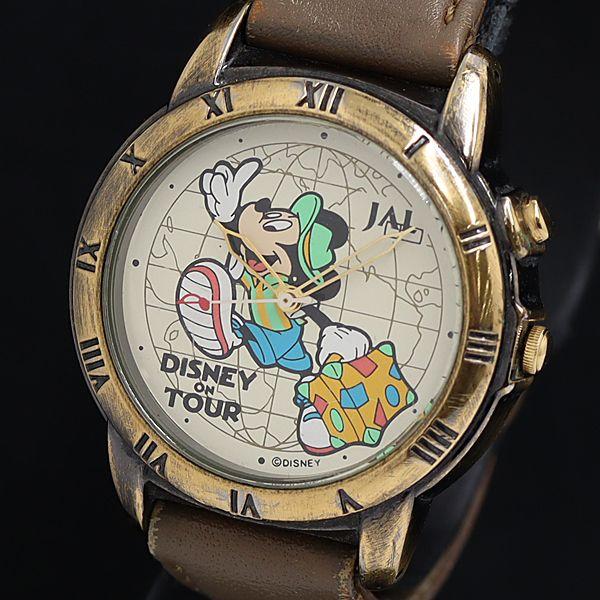 稼動 JAL ミッキーデザイン アンティーク QZ シャンパン文字盤 レディース腕時計 SGN 20...