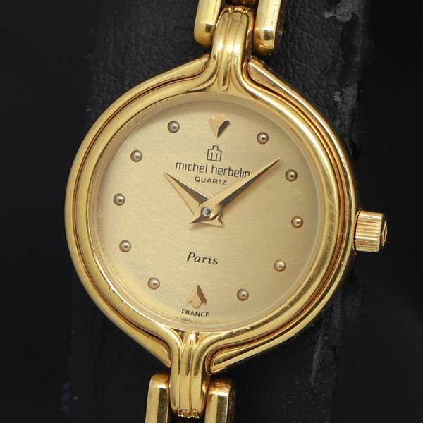 QZ ミッシェルエルブラン 6090 ゴールド文字盤 レディース腕時計 KRK 2000000