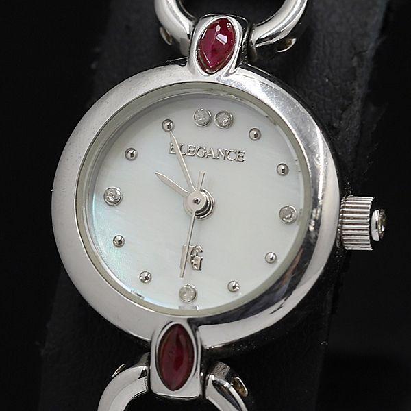 エレガンス ラウンド シェル文字盤 SS シルバーカラー QZ 石付 レディース腕時計 KMR 20...