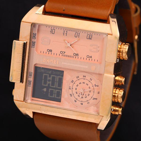 稼働 SKMEI 1391 デジタルスポーツウォッチ スクエア QZ デジアナ文字盤 メンズ腕時計 ...