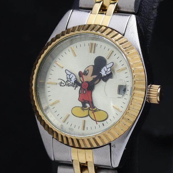 稼働 ディズニー SR626SW ミッキーマウス QZ ゴールド文字盤 レディース腕時計 TKD 2...