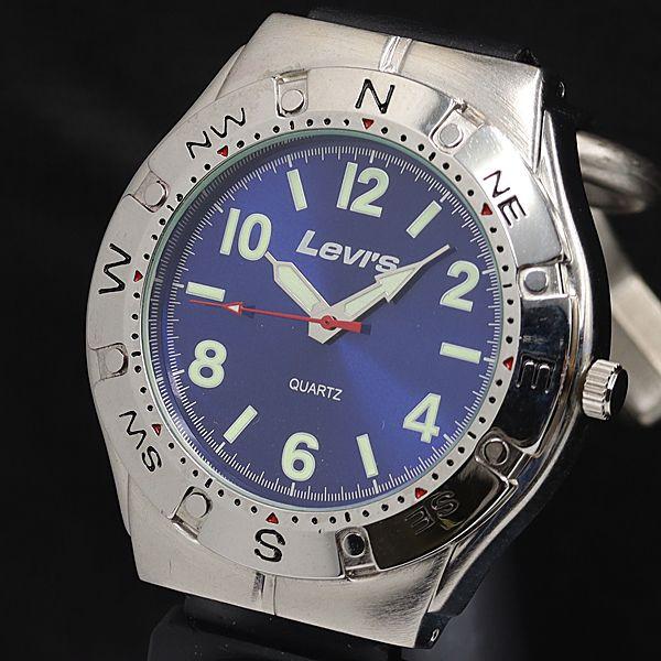 箱/ベルト付 リーバイス QZ V-180 ブルー文字盤 ラウンド キーホルダーウォッチ メンズ腕時...