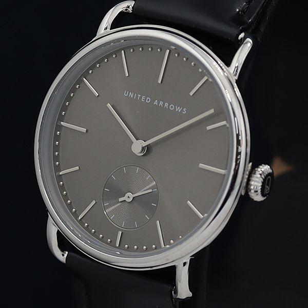 箱/保付 稼動 良品 ユナイテッドアローズ QZ スモセコ UA7006 N8390 ラウンド グレ...