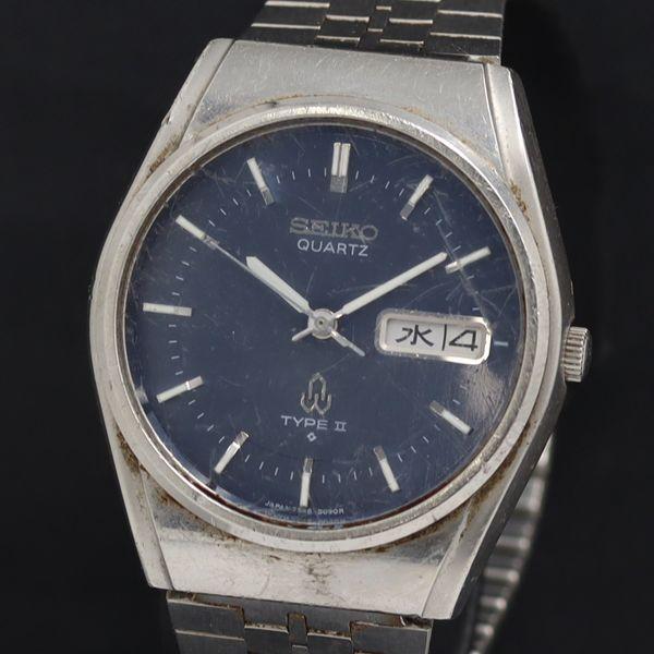 稼動 QZ セイコー タイプ2 7546-8080 ネイビー文字盤 デイデイト メンズ腕時計 KRK...