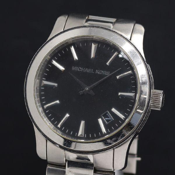 稼動 QZ マイケルコース MK-7052 251001 黒文字盤 デイト メンズ腕時計 KRK 2...