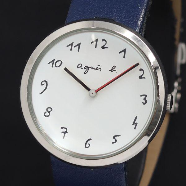 稼動 QZ 美品 アニエスベー VJ21-KB50 白文字盤 レディース腕時計 KRK 200000...