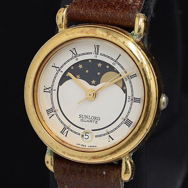 稼動 サンロード LP11002 ムーンフェイズ QZ アイボリー文字盤 デイト レディース腕時計 ...