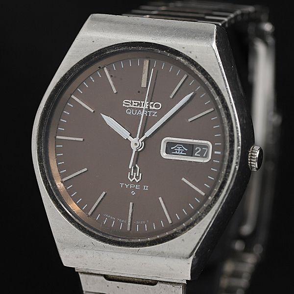 セイコー QZ 7546-8100 ブラウン文字盤 ラウンド メンズ腕時計 TCY2000000 N...