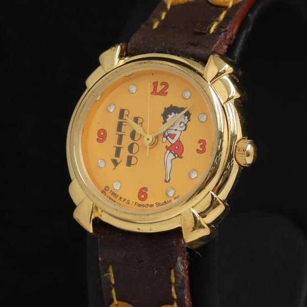 稼動 ベティブープ Z652 QZ 石付 オレンジ文字盤 レディース腕時計 KRH 2000000 ...