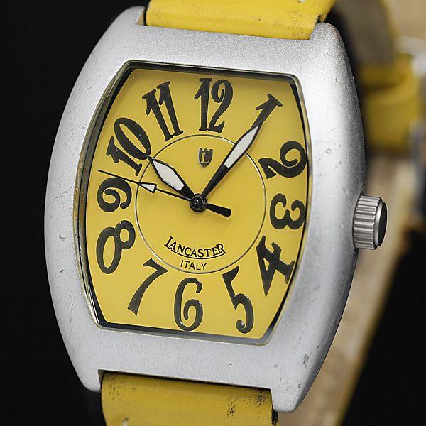 稼働 ランカスター QZ 0224 イエロー文字盤 トノー型 メンズ腕時計 TCY2000000 N...
