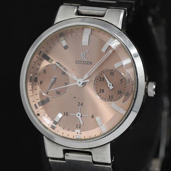 シチズン QZ クロスシー 6329-H07821 ピンクゴールド文字盤 クロノグラフ ラウンド レ...