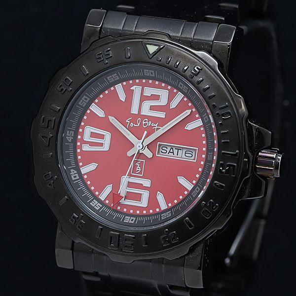 稼動 良品 箱/保付 ソールビート QZ デイデイト 赤文字盤 メンズ腕時計 2000000 NSK...