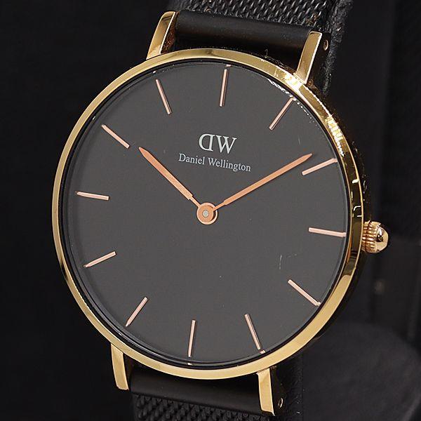 稼動 箱付き ダニエルウェリントン QZ ラウンド 黒文字盤 メンズ腕時計 2000000 NSK ...